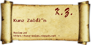 Kunz Zalán névjegykártya